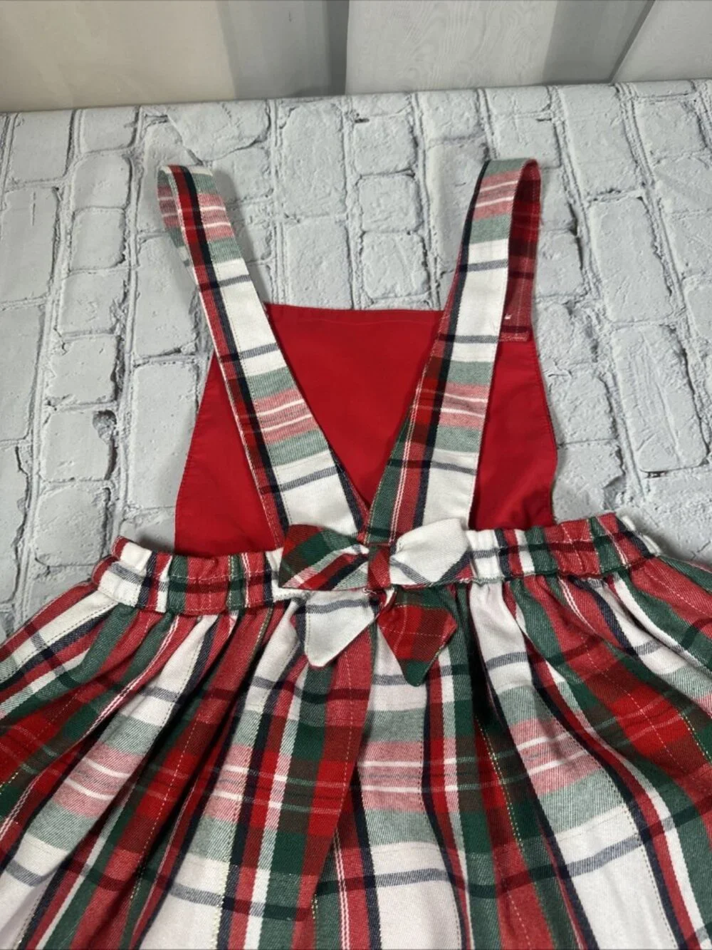 Tommy Bahama Pinafore Jumper Dress Girls Size 7 Plaid Christmas Holiday